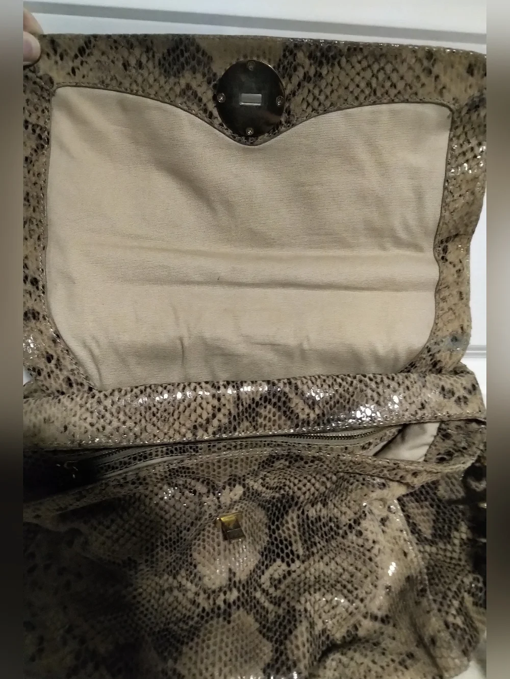 Tory Burch Python-Print Top-Handle / Crossbody Bag